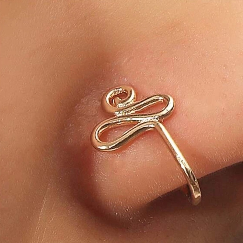 ⭐️ Awesome Artsy Metallic Squiggly Pierce-less Nose Ring ⭐️
